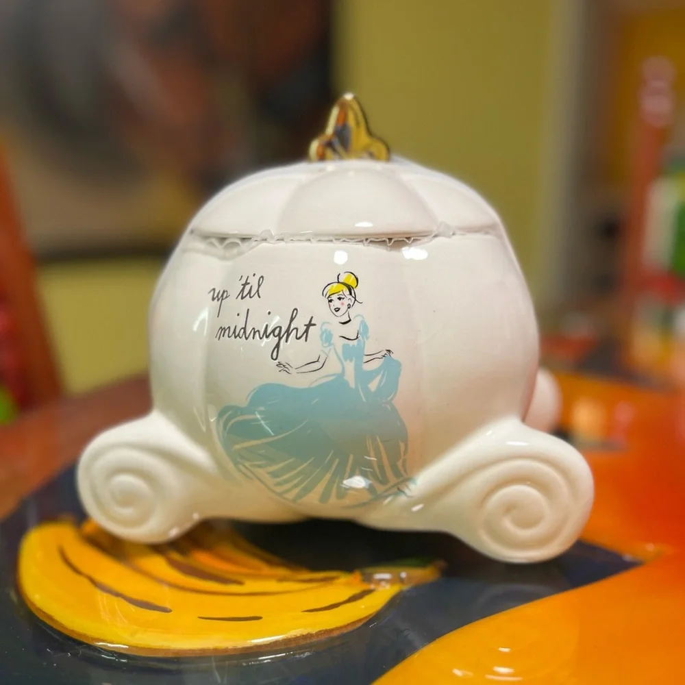New Rae Dunn Disney princess cookie jar “up ‘til midnight “ - Picture 1 of 8